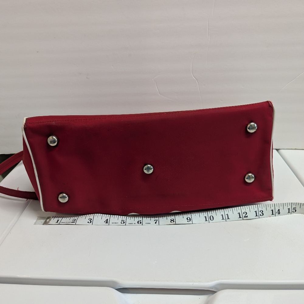 Vintage Adidas Red Shoulder Bag Small Tote Nylon Damaged - Picture 4 of 12
